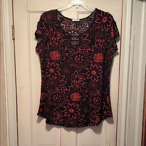 Floral Black and Red Blouse